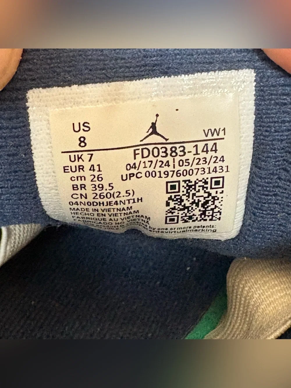 Air Jordan 2/3 UNC White/University Blue Size 8